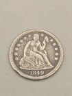 1849 Seated Liberty Silver Dime 10c - Philadelphia Mint
