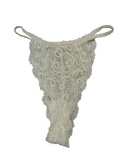 Vintage 90s Sears lace string bikini thong panties size small white cream