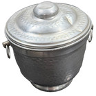 Vintage Hammered Aluminum 8" Ice Bucket with Lid and Handles MCM Italy 1950-9 — photo 1