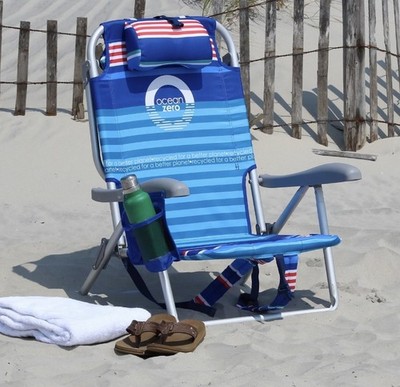 Ocean Zero Eco-Friendly Canopy Beach Chair with Stripes