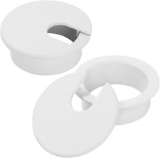 1-3/8" White Desk Grommet, Plastic Cable Hole Cover Computer Table Cord Wire
