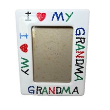 VTG Ceramic Photo Frame I Love My Grandma Multicolor Letters 4x6 Made In Taiwan