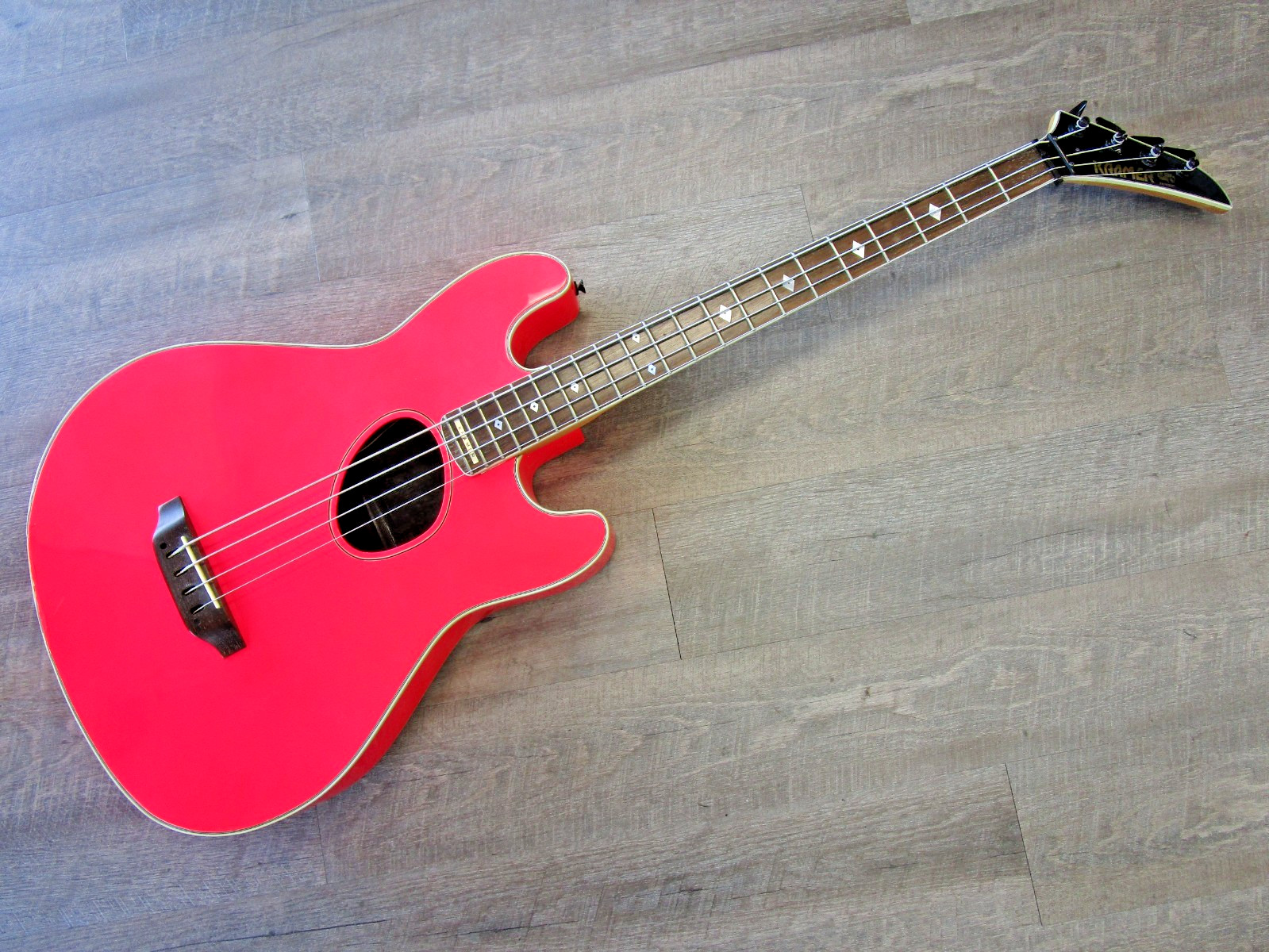 READ PROJECT KRAMER FERRINGTON ACOUSTIC ELECTRIC BASS PINK AS-IS