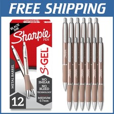 S-Gel Black Ink Pens, 12-Pack Medium Point