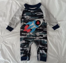 Infant Boys Camo Romper - One-Piece - Bodysuit - Rocket Applique