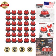 30pk 3" Knotted Wire Cup Brush for Grinders - 5/8" Arbor, Max Durability