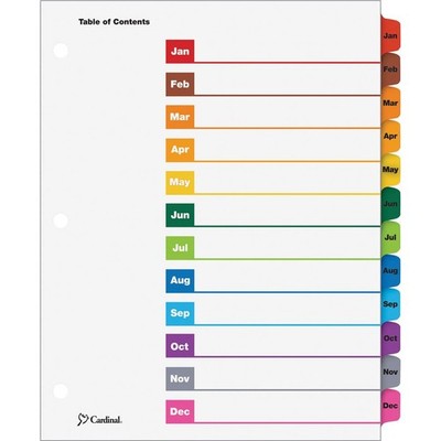Cardinal OneStep Binder Dividers, 12-Tab Monthly, Customizable Table of Contents