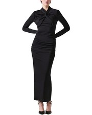 Carolina Herrera Twisted V-Neck Dress Women's Black Xs