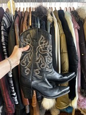 R Soles Judy Rothchild Black Cowboy Boots Size 37