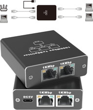 Gigabit Ethernet Splitter 1 to 3, 1000Mbps RJ45 Ethernet Switch Network Splitter