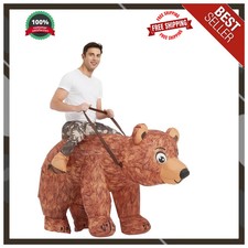 Adult Inflatable Ride On Bear Halloween Costume Blow Up Suit Men Women