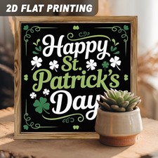 Irish Wooden Plaque Happy St. Patrick's Day Black Green Shamrock Home Decoration