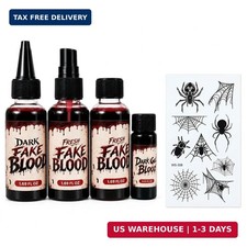 Halloween Fake Blood Makeup with Sticker, 5pcs Vampire Blood Kit SFX Makeup