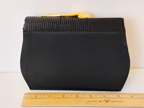 Vintage Sasha Black Velvet Gold Panther Clutch Shoulder Evening Purse - Picture 3 of 6