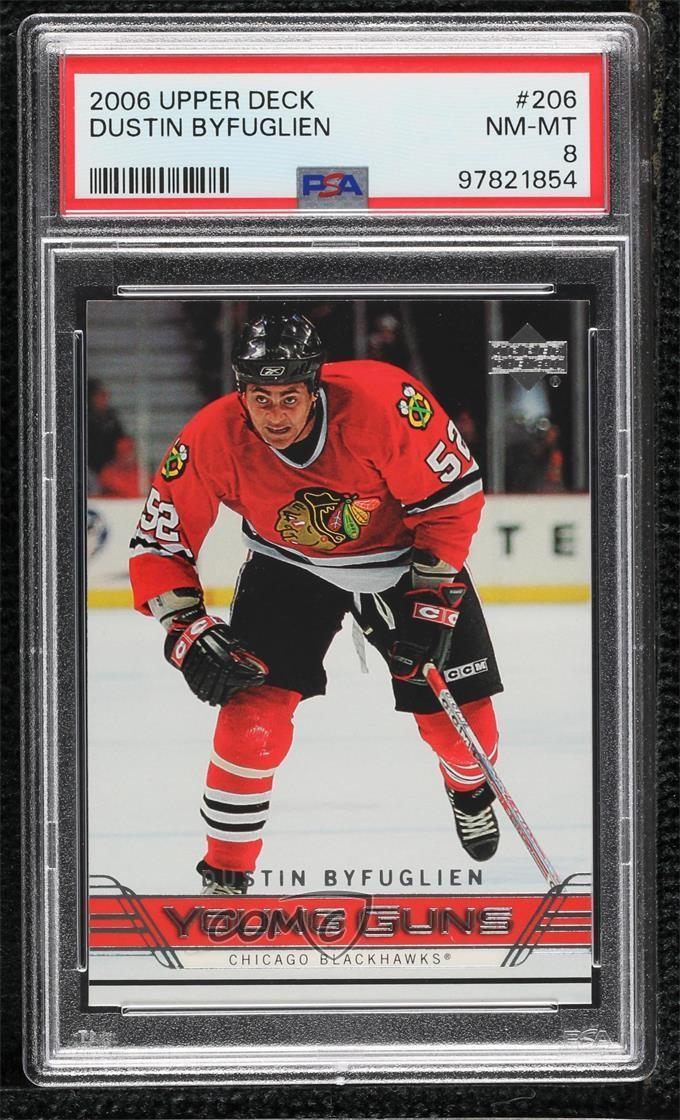2006-07 Upper Deck Young Guns Dustin Byfuglien #206 PSA 8 0n1n