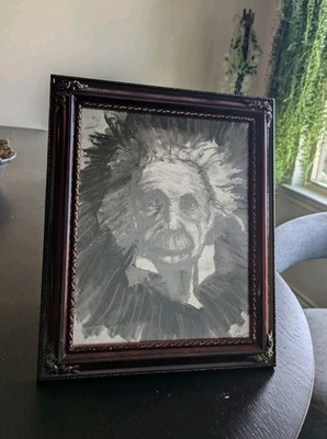 Albert Einstein Original Art - Charcoal on Paper - Framed - One of a Kind