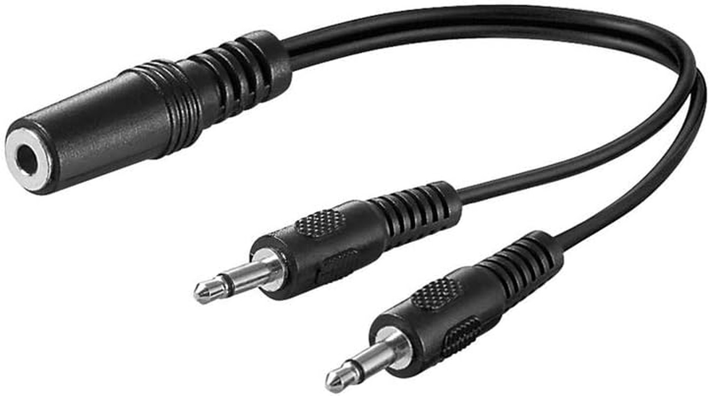 50472 3.5 Mm Audio Y Cable Adapter, 1X Stereo Female to 2X Mono Male, Black, 0.2