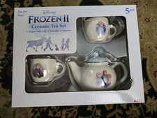 Zak Designs Disney Frozen II Ceramic Tea Set Kids White Elsa Anna 5pc New