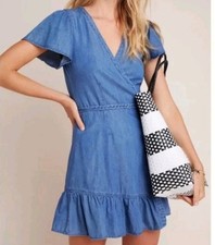 PAIGE Women's Calie Wrap Dress Size XS Blue Carson NWT