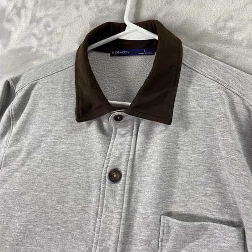 B. Draddy Shirt Jacket Mens Large Chunk Fleece Lined Chore Barn Button Up Gray image 2