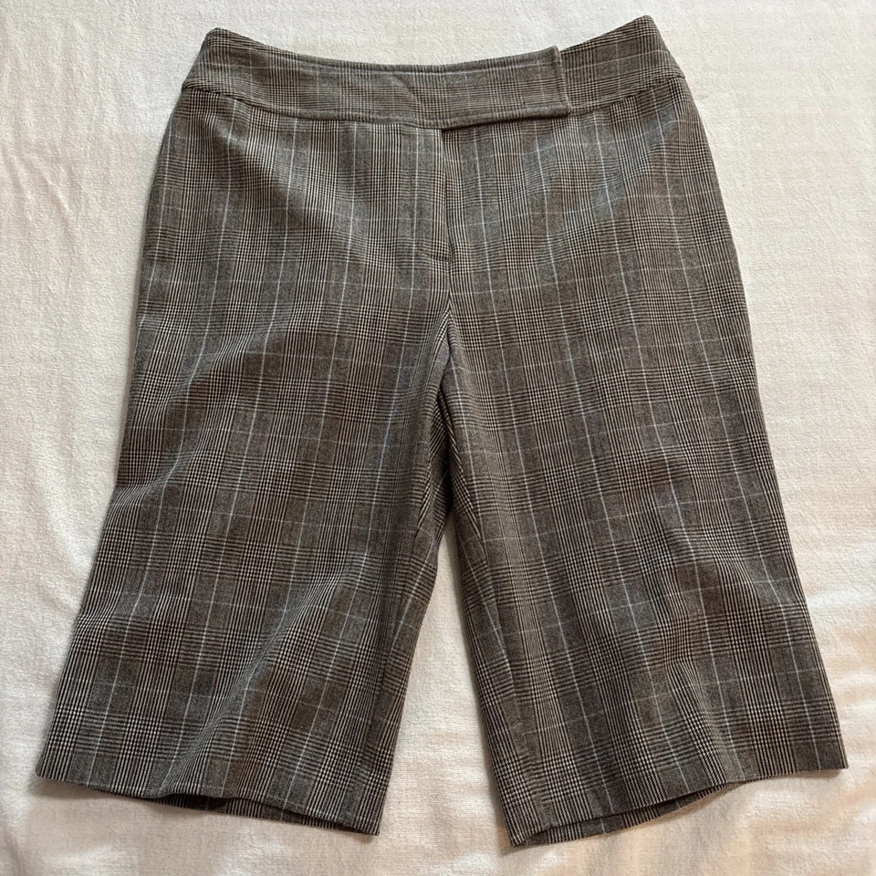 Bermudas informales a cuadros beige vintage Pantology para mujer ropa de carrera talla 8 Y2K Foto 3 de 4