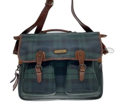 Sac à main POLO RALPH LAUREN 2 voies cuir vert PVC bandoulière bon état - Photo 1/4