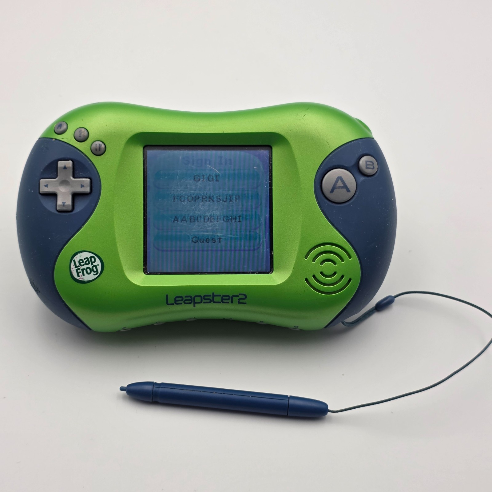 LeapFrog Leapster2 Handheld Learning System Green Blue Stylus Tested Works