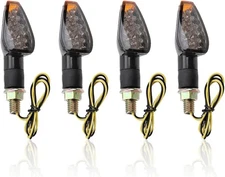 “4pcs Motorcycle Turn Signals 14LED Front/Rear Amber Light Smoked Black Shell”