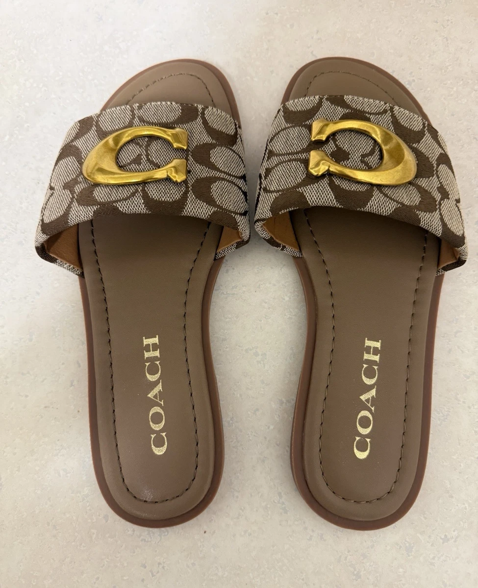 Coach Leather Upper Slide Sandals for Women for sale | eBay