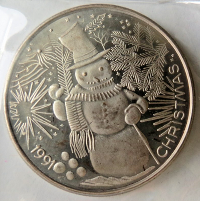希少☘️レア☘️ロイヤルドルトン　スノーマン　オルゴール　アンティーク 1991 CHRISTMAS SNOWMAN 1 TROY OUNCE .999 FINE SILVER ROUND | eBay