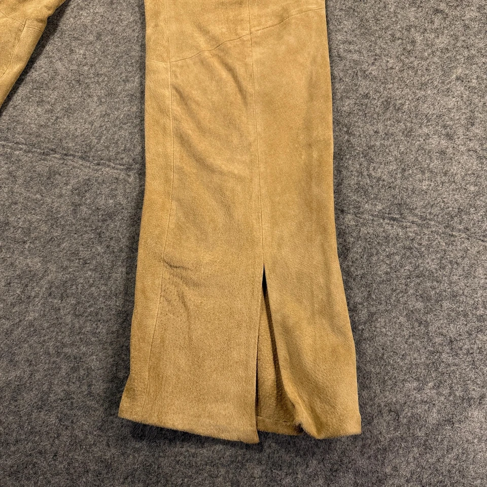 Pantalones de cuero Wilsons para mujer 10 gamuza tostada corte bota dobladillo dividido forrados elegantes Foto 4 de 4