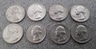 Lot of 8 1964-Denver Washington Quarters-90% Silver Good Detail Shine Circulated