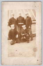 Group of 5 Marines in Dress Uniforms RPPC AZO Up Down Stamp Box Postcard