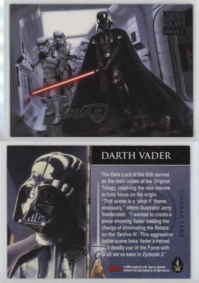 2009 Topps Star Wars Galaxy Series 4 Characters Darth Vader #4 2xw - Image 3 of 3