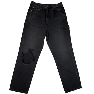 American Eagle Outfitters Mom Jeans Womens 10 Black High Rise Distressed Denim