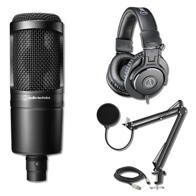 Audio-Technica AT2020 Cardioid Medium-Diaphragm Condenser Microphone with ATH-M3