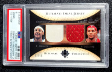 2005 PSA 9 MINT LEBRON JAMES CARMELO ANTHONY GAME JERSEY /50 ULTIMATE COLL G6455