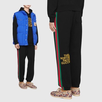 GUCCI PANTS MENS JOGGING THE NORTH FACE x TRACK TROUSERS WEB DETAIL $1200 sz L