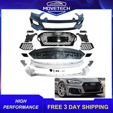 Front Bumper+Grille Body Kit For 2018 2019 2020 Audi A5 Upgrade To RS5
