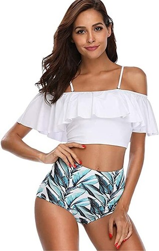 Easysmile Women Bathing Suits High Waist Bikini Ruffle 2 Pc Floral Swimsuit  Sale | eBay