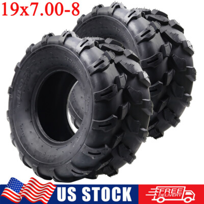 2 Pack 19x7-8 19x7x8 ATV UTV All Terrain Mud Tires 4 Ply Off-Road Tubeless Tires