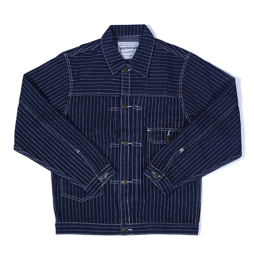 Men Casual Cargo Jacket Retro Wabash Striped Denim Jacket Canvas Trucker Coat UK - Picture 10 of 20