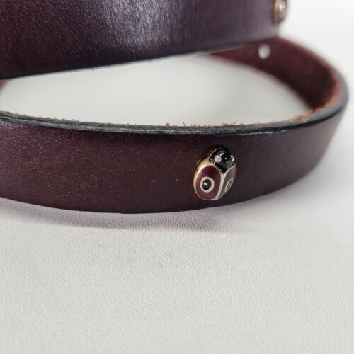Ladybug Leather Belt 26 Concho Skinny Brown - Picture 2 of 13