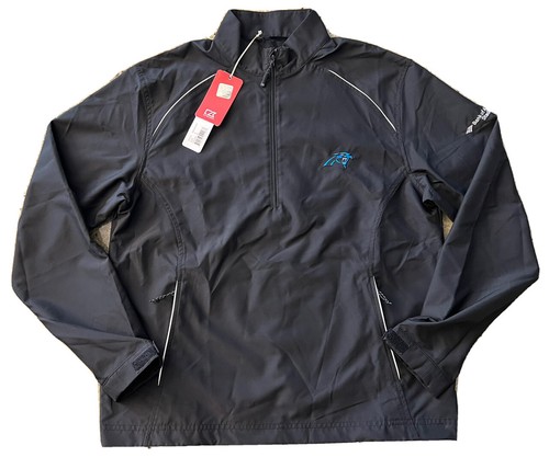 Men's Cutter & Buck Carolina Panthers BofA Windbreaker 1/2 Zip Small Black NWT! - Picture 1 of 13