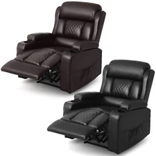 Black/Brown Massage Recliner Chair Single Sofa Heated Home Theater Seating