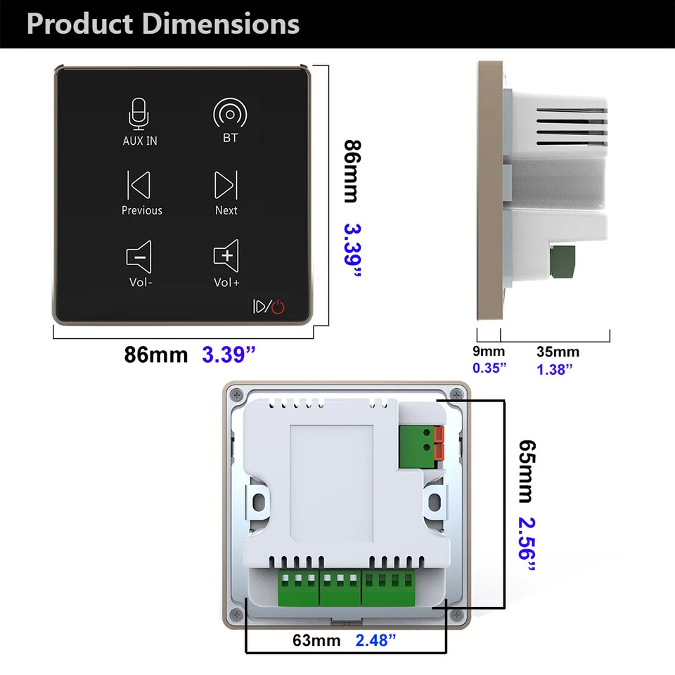 In Wall Stereo Audio Amplifier Wall Mount Audio Receiver Home Music Player - Image 4 of 4