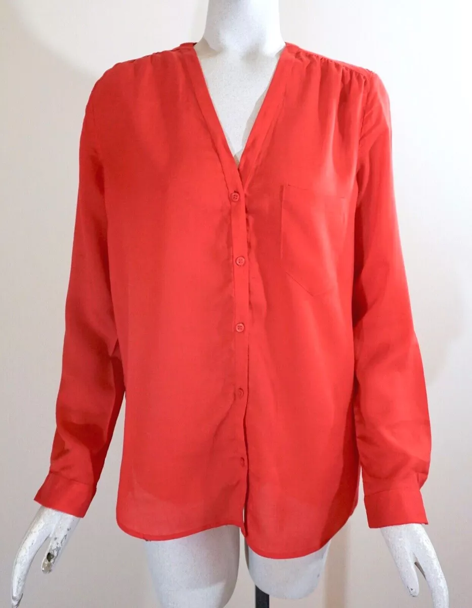 Gap Women s Long Sleeve V Neck Button Front Blouse Red Size S