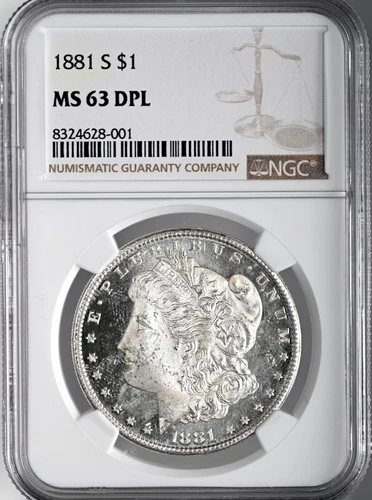 1881-S  $1 MORGAN SILVER DOLLAR DEEP MIRROR PROOF LIKE NGC MS63 DPL #8324628-001