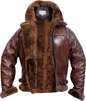 Schott Type B-3 Real Mouton Bomber Flight Jacket Brown B3 Bomber Jacket