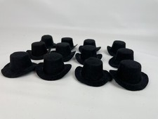 Lot of 12 Miniature Black Felt Hats 2" x 1" Crafts Dolls